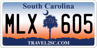 SC license plate MLX605
