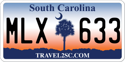 SC license plate MLX633