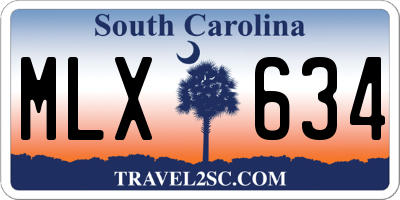 SC license plate MLX634