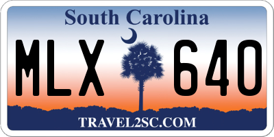 SC license plate MLX640