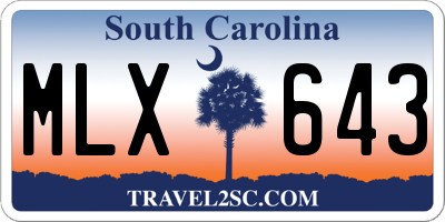 SC license plate MLX643