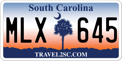 SC license plate MLX645