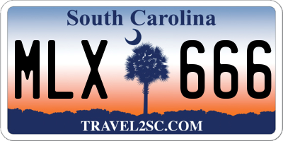 SC license plate MLX666