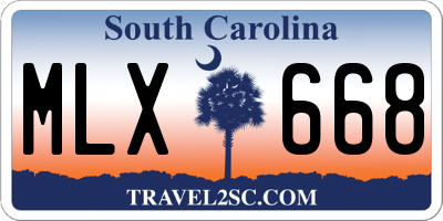 SC license plate MLX668