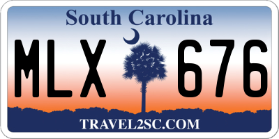 SC license plate MLX676