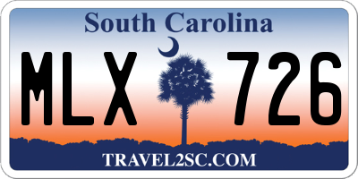 SC license plate MLX726