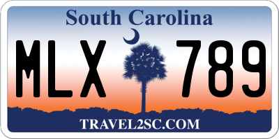 SC license plate MLX789