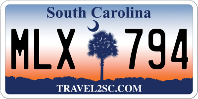 SC license plate MLX794