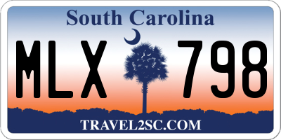SC license plate MLX798