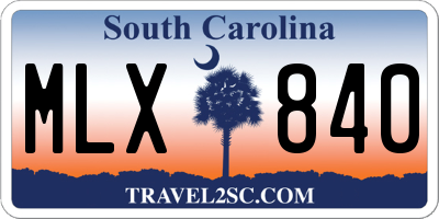 SC license plate MLX840