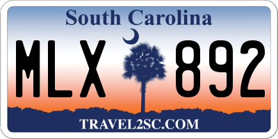 SC license plate MLX892