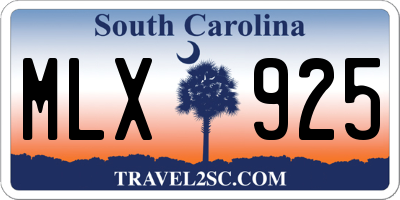 SC license plate MLX925