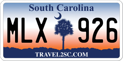 SC license plate MLX926