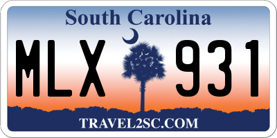 SC license plate MLX931