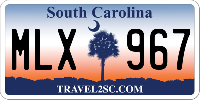 SC license plate MLX967