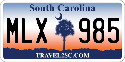 SC license plate MLX985