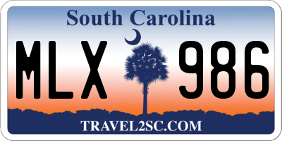 SC license plate MLX986