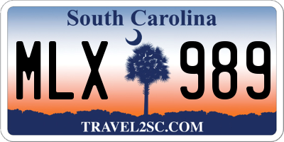SC license plate MLX989