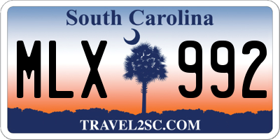 SC license plate MLX992