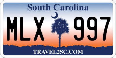 SC license plate MLX997