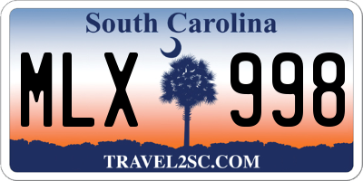 SC license plate MLX998