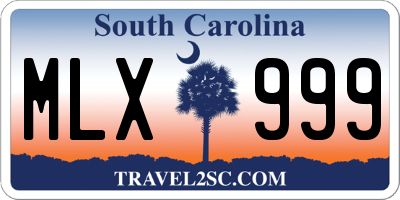 SC license plate MLX999