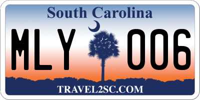 SC license plate MLY006