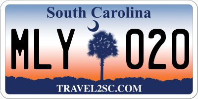 SC license plate MLY020