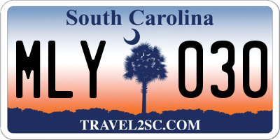 SC license plate MLY030