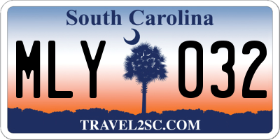 SC license plate MLY032