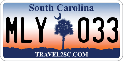 SC license plate MLY033