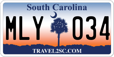 SC license plate MLY034