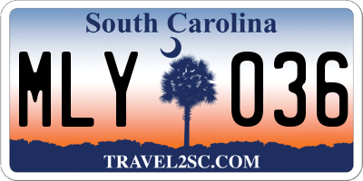SC license plate MLY036