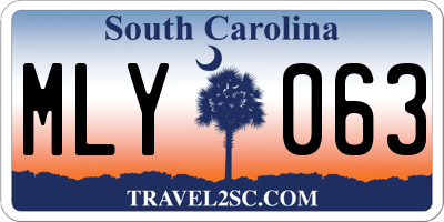 SC license plate MLY063
