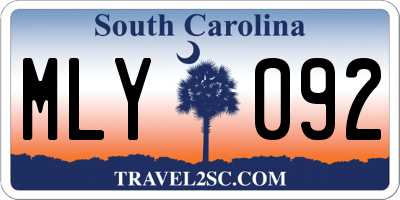 SC license plate MLY092