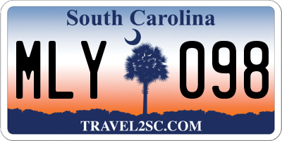 SC license plate MLY098