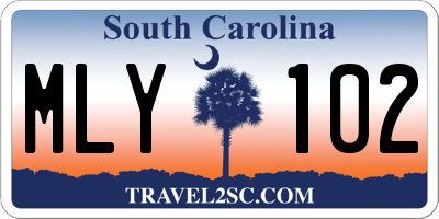 SC license plate MLY102