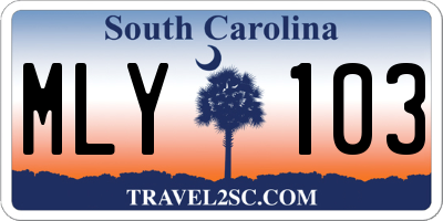 SC license plate MLY103