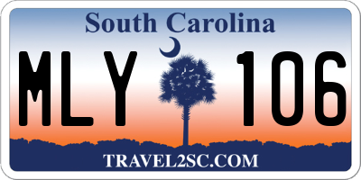 SC license plate MLY106