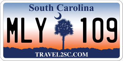 SC license plate MLY109