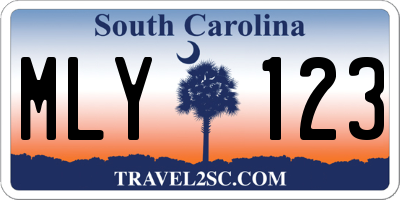 SC license plate MLY123