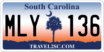 SC license plate MLY136