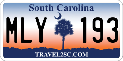 SC license plate MLY193