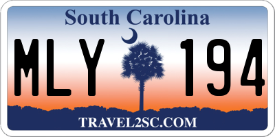 SC license plate MLY194