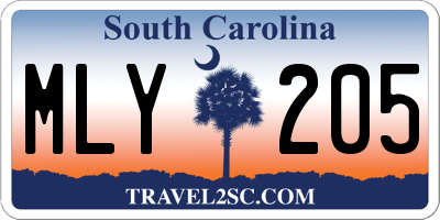 SC license plate MLY205