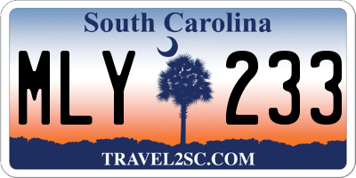 SC license plate MLY233