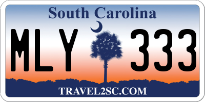 SC license plate MLY333