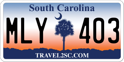 SC license plate MLY403