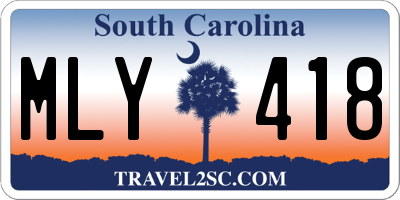 SC license plate MLY418