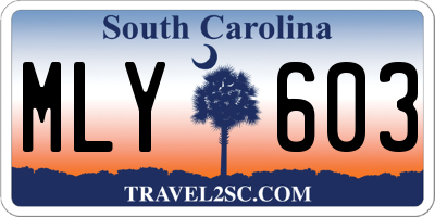 SC license plate MLY603